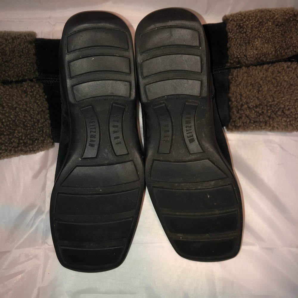 Stuart Weitzman Black Suede Shearling Lined Boots - image 2